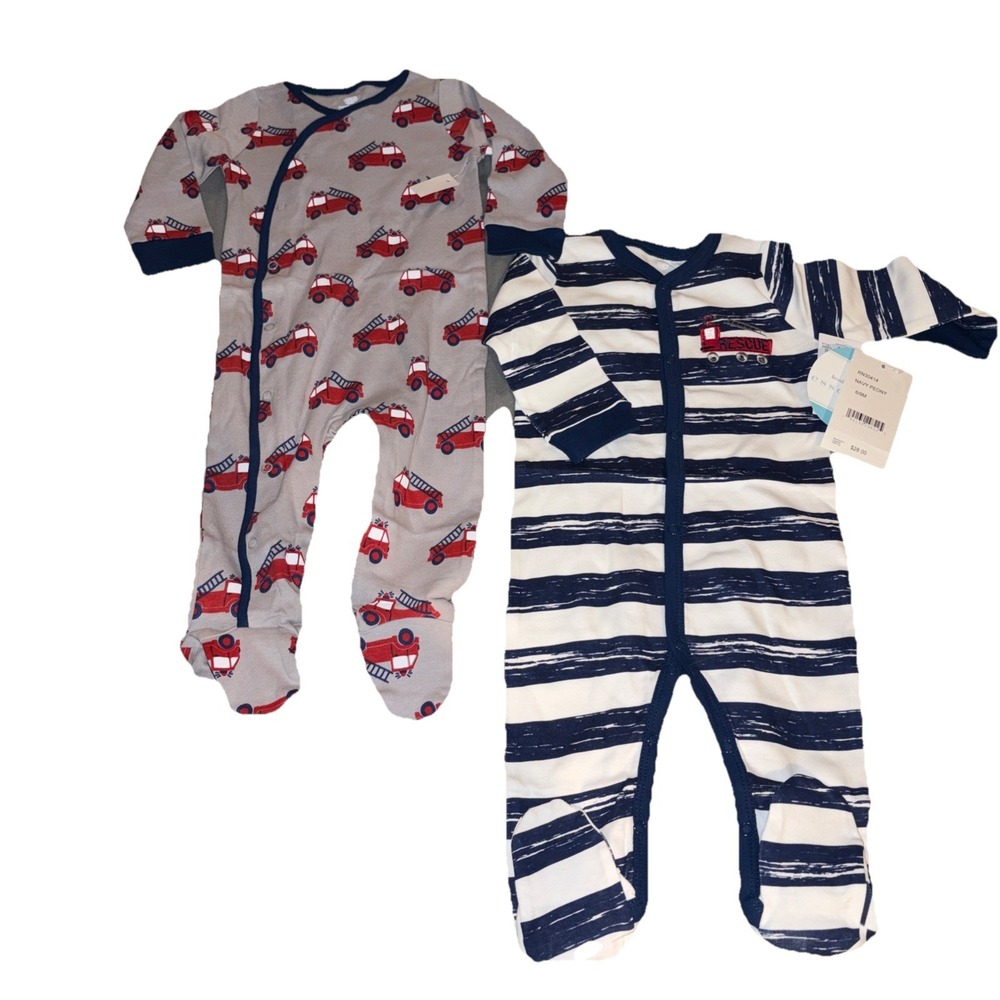 Koala Baby Essentials Boys 2 Pack Footed Sleeper Fire Engine Motif NWT Size 6-9M